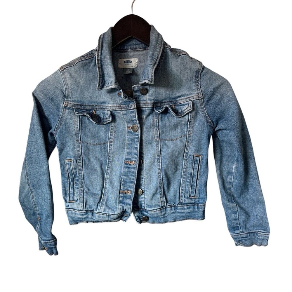 Old Navy Jean Jacket Girls Size Medium 8 Blue Denim Layer Closet Staple Trucker